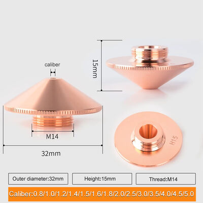 Qualität  D32 H15 Laser Cutting Nozzle 2.0mm for Precision Cutting and Long Service Life Fabrik